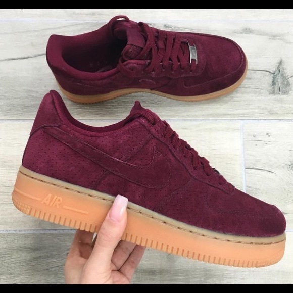 nike air force burgundy suede